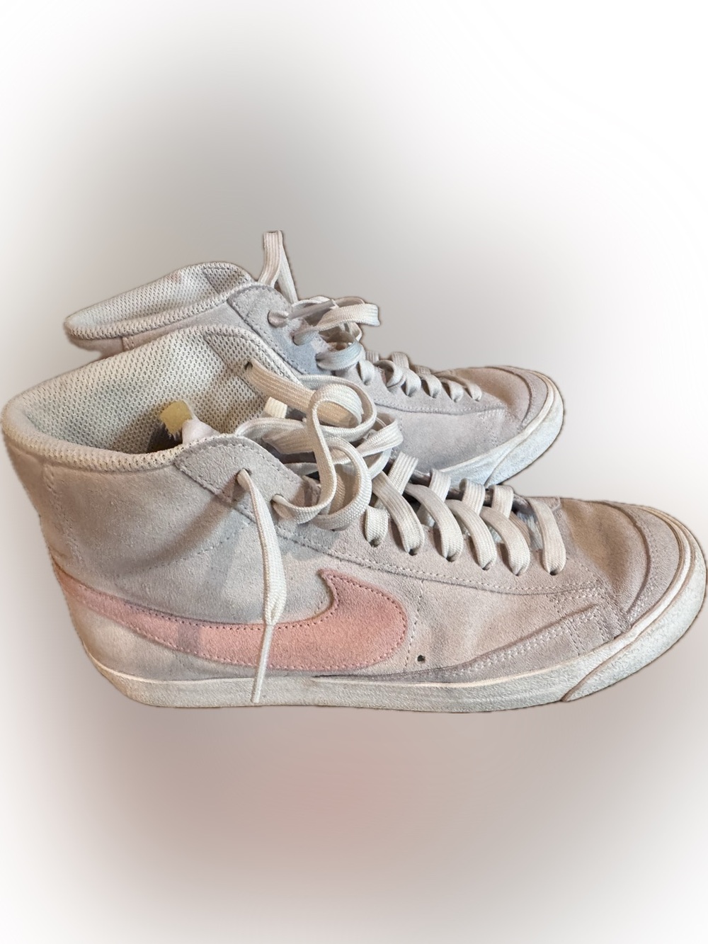 Nike Women’s High-Top Suede Sneakers in Pale Pink and Off-White